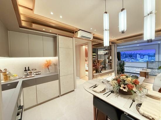 Showflat kitchen and dining area